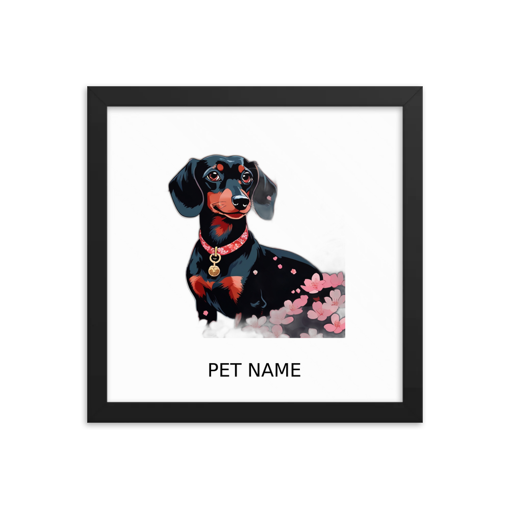 PugMug Custom Black Dachshund Framed Print with Your Pet’s Name