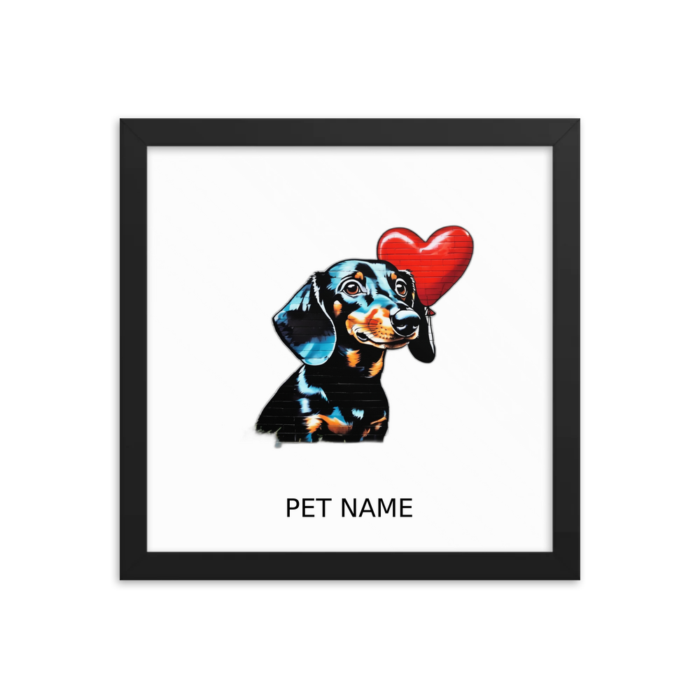 PugMug Custom Black Dachshund Framed Print with Your Pet’s Name