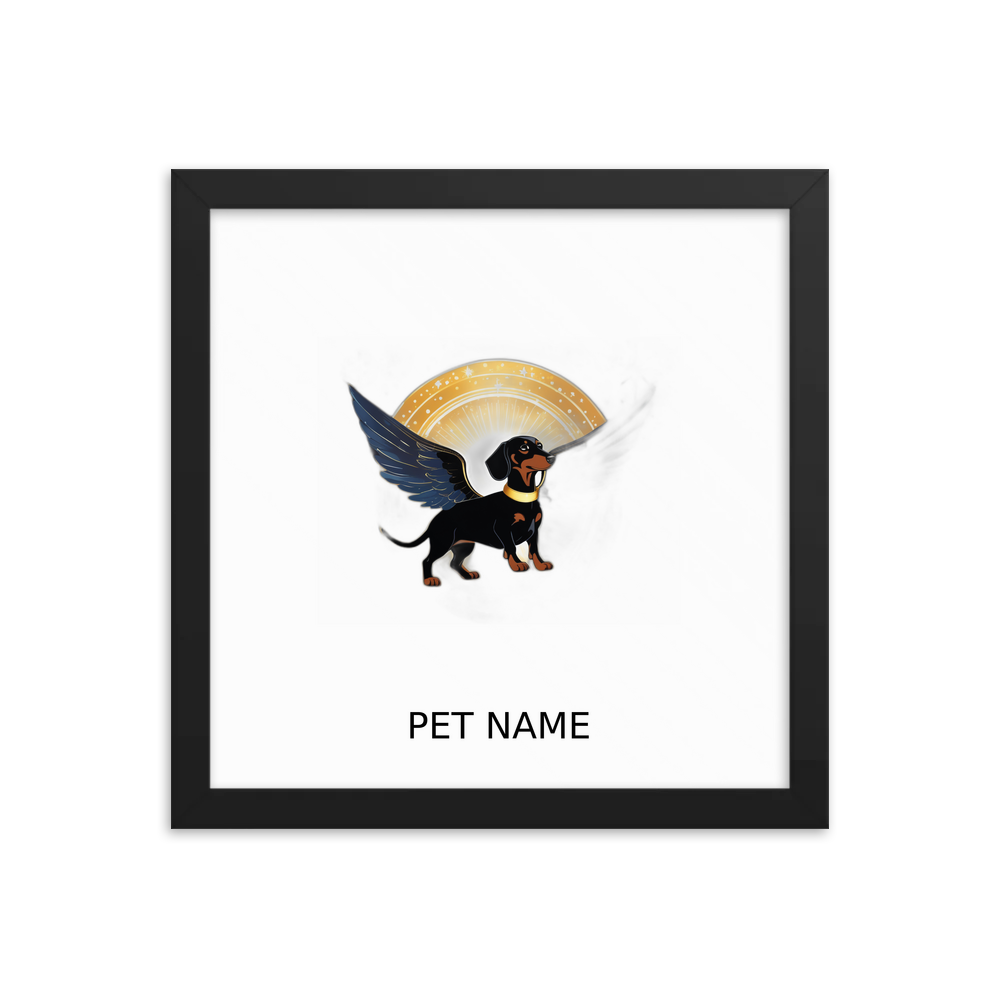 PugMug Custom Black Dachshund Framed Print with Your Pet’s Name