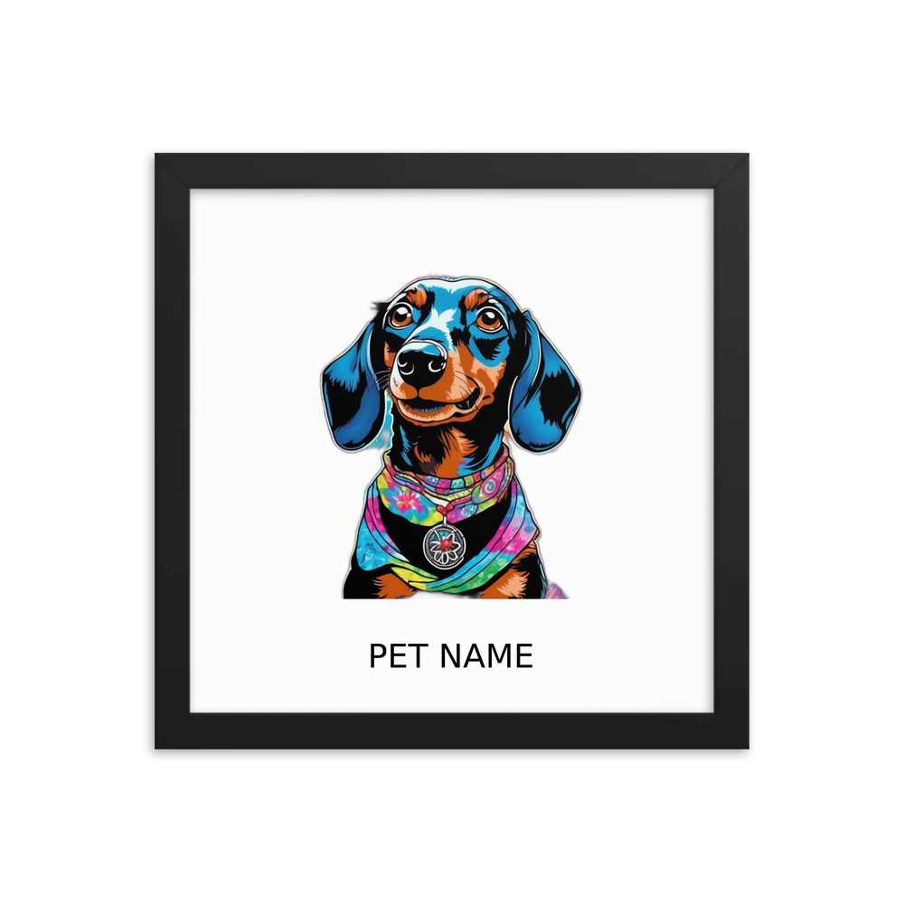 PugMug Custom Black Dachshund Framed Print with Your Pet’s Name