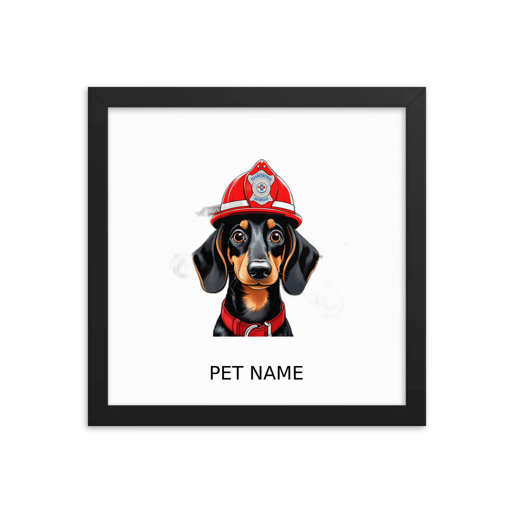 PugMug Custom Black Dachshund Framed Print with Your Pet’s Name
