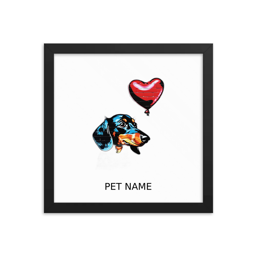 PugMug Custom Black Dachshund Framed Print with Your Pet’s Name