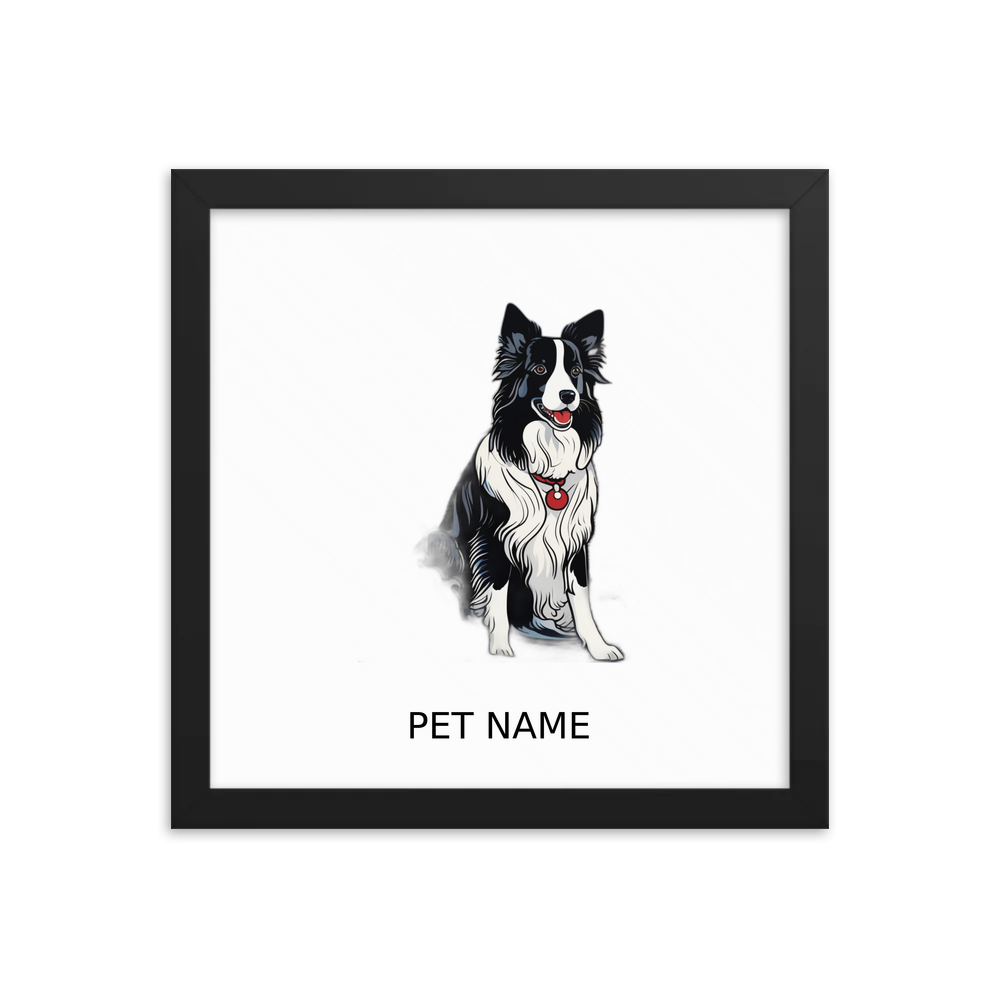 PugMug Custom Border Collie Framed Print with Your Pet’s Name