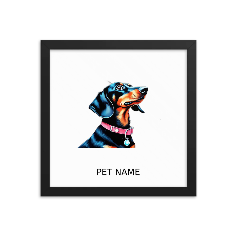 PugMug Custom Black Dachshund Framed Print with Your Pet’s Name