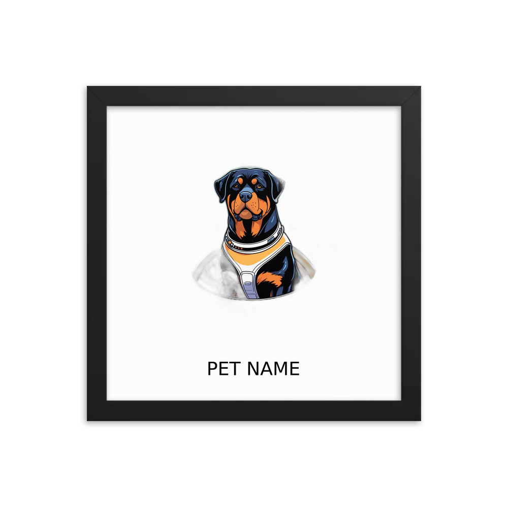 PugMug Custom Rottweiler Framed Print with Your Pet’s Name