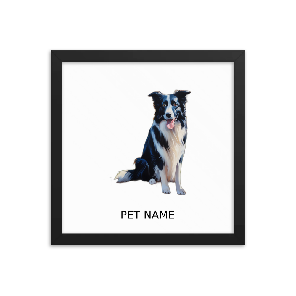PugMug Custom Border Collie Framed Print with Your Pet’s Name