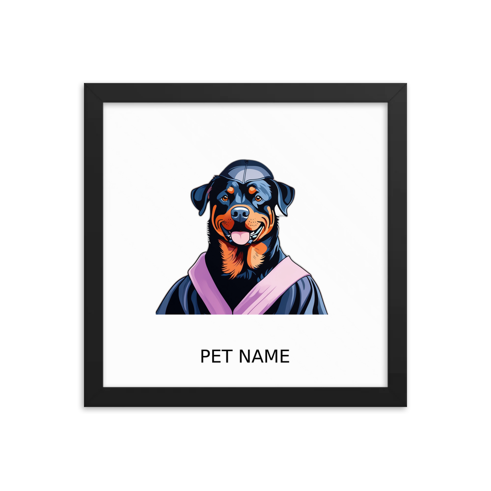 PugMug Custom Rottweiler Framed Print with Your Pet’s Name