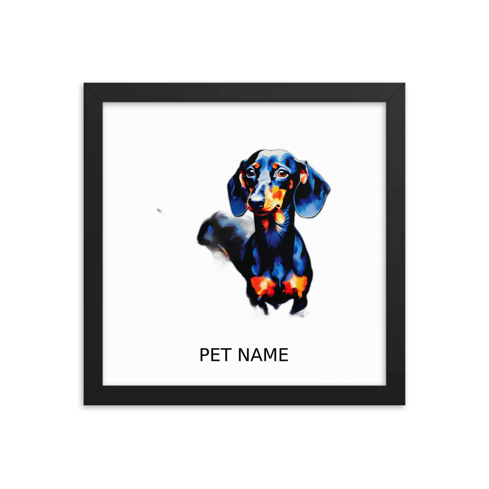 PugMug Custom Black Dachshund Framed Print with Your Pet’s Name