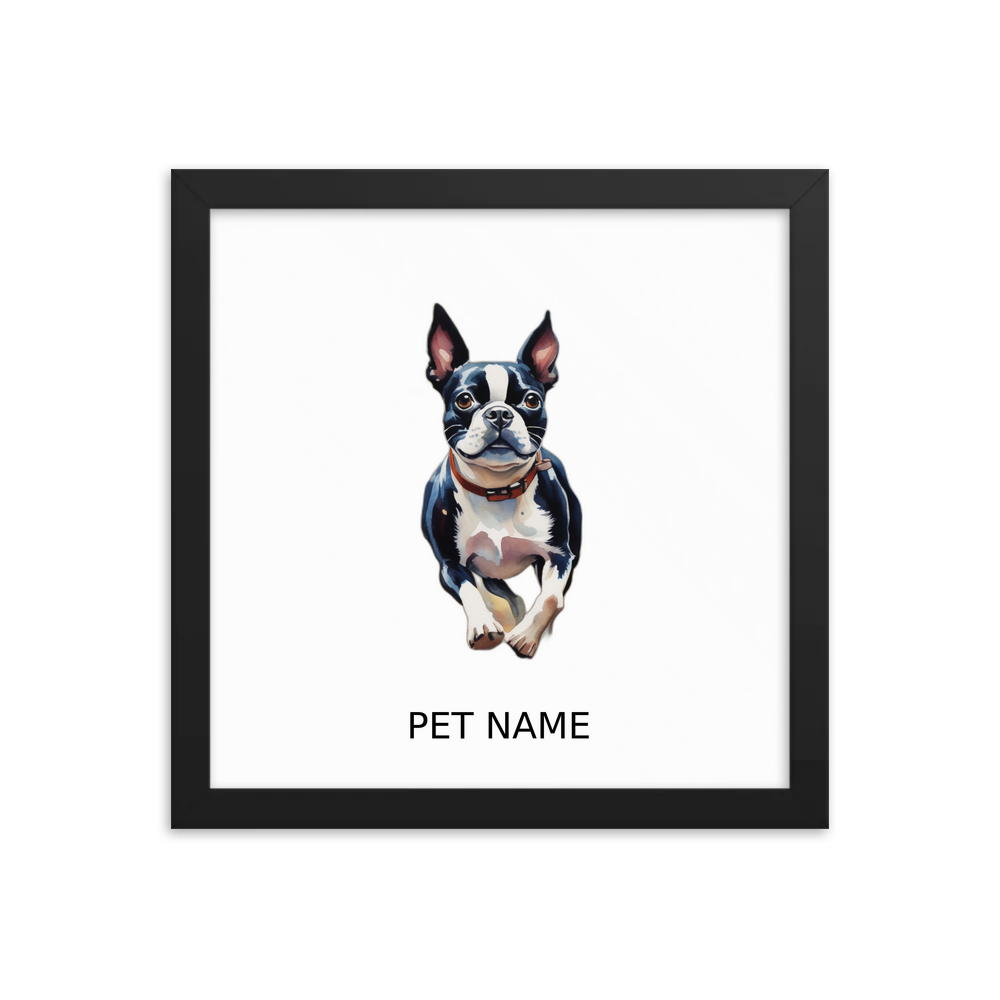 PugMug Custom Boston Terrier Framed Print with Your Pet’s Name