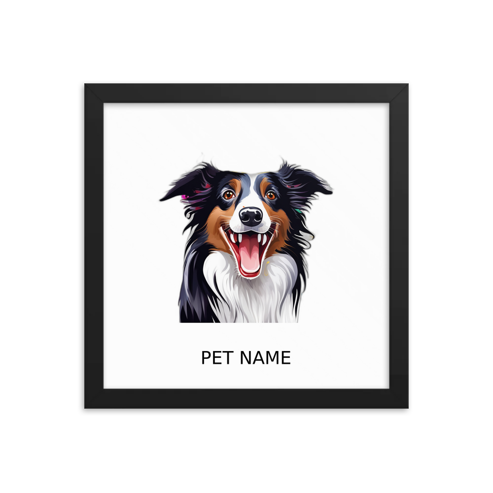 PugMug Custom Border Collie Framed Print with Your Pet’s Name