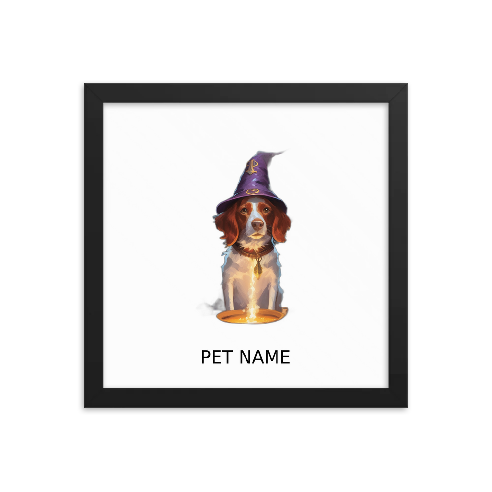 PugMug Custom Brittany Dog Framed Print with Your Pet’s Name