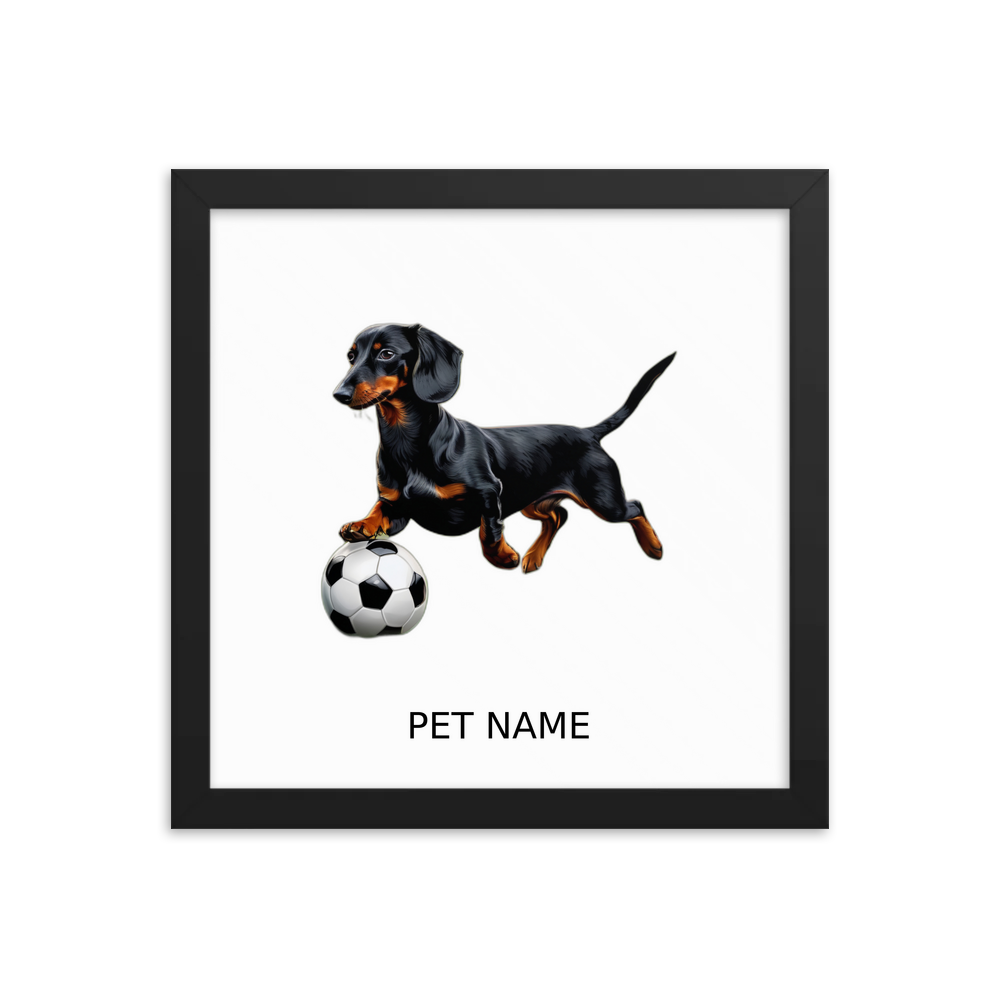 PugMug Custom Black Dachshund Framed Print with Your Pet’s Name