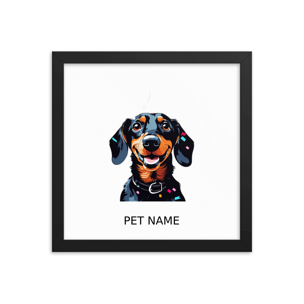 PugMug Custom Black Dachshund Framed Print with Your Pet’s Name