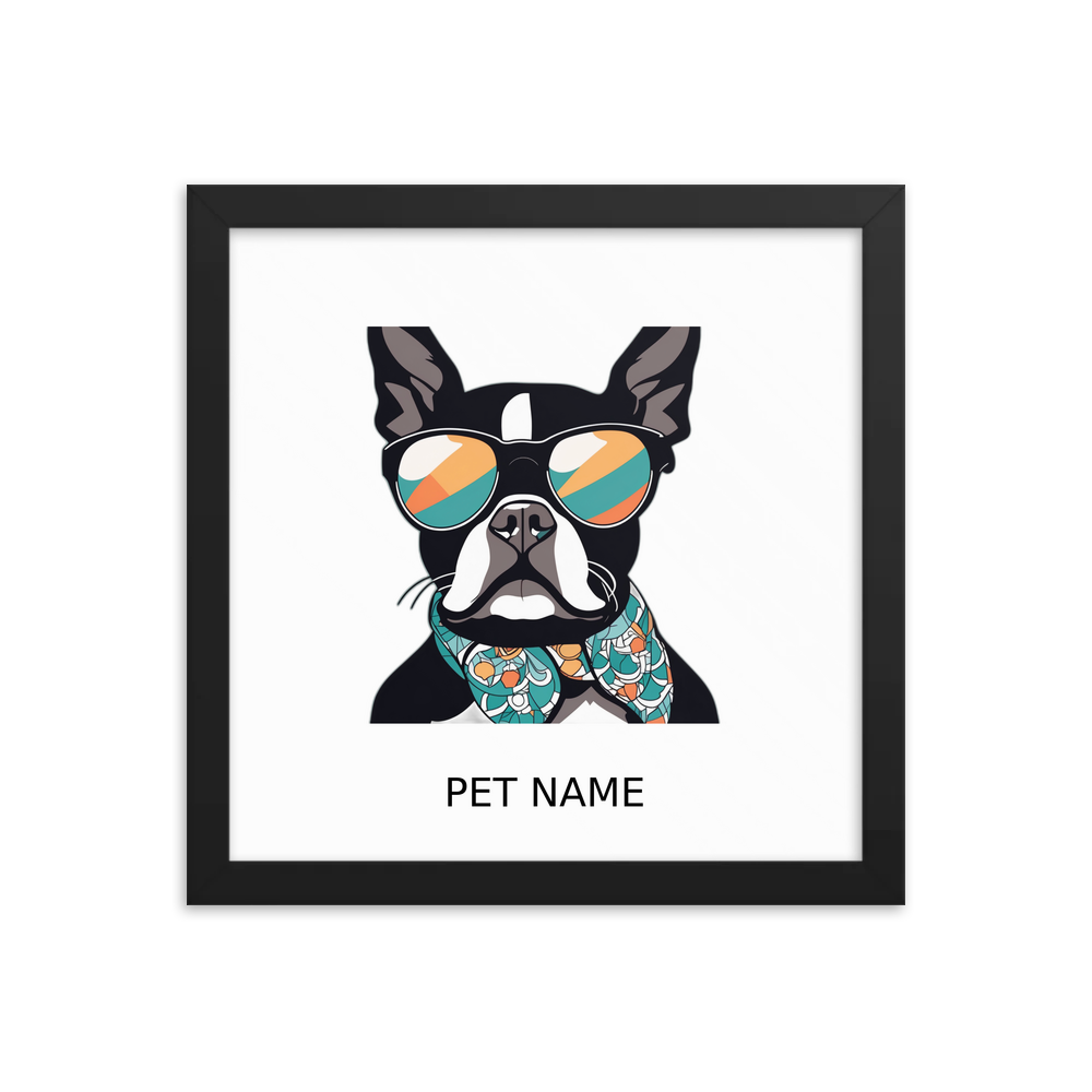 PugMug Custom Boston Terrier Framed Print with Your Pet’s Name