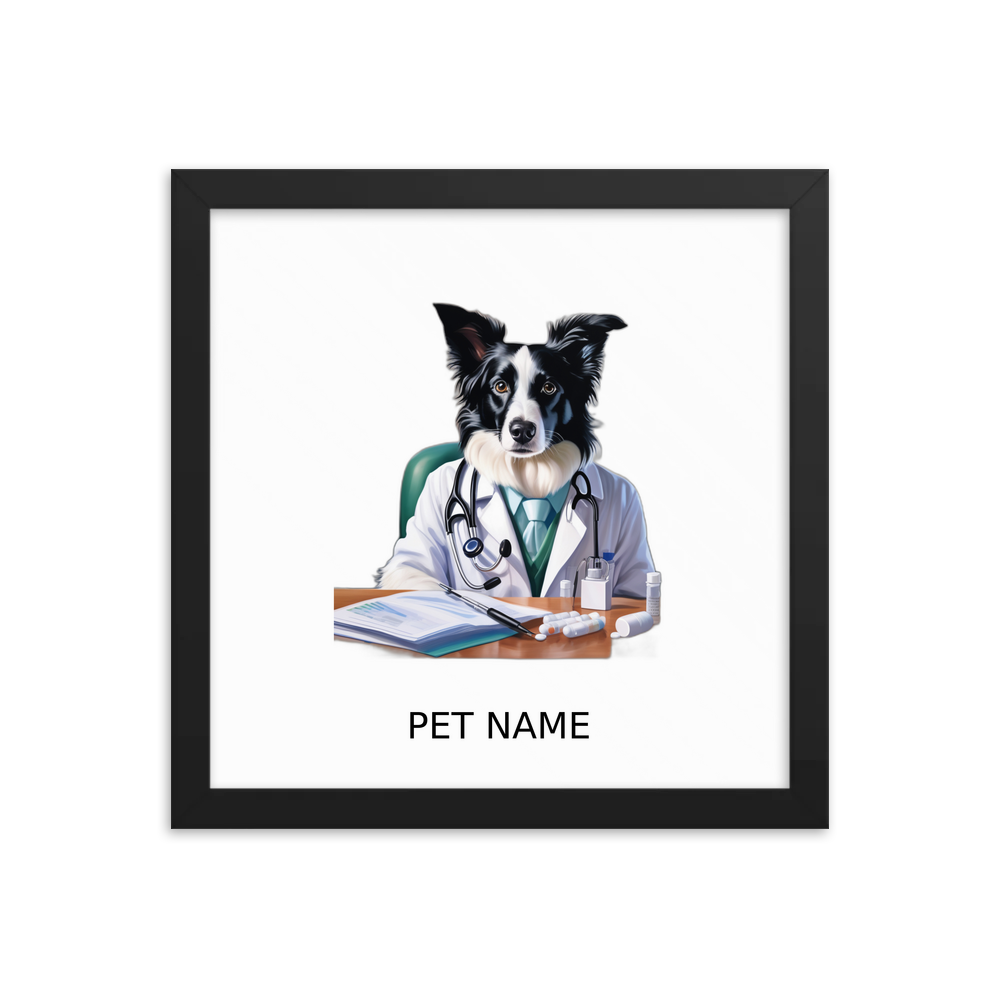 PugMug Custom Border Collie Framed Print with Your Pet’s Name