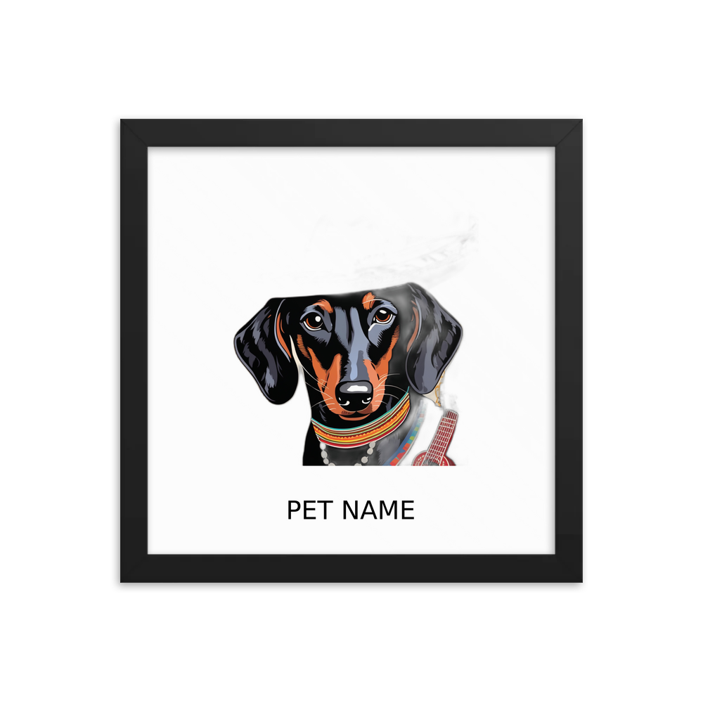 PugMug Custom Black Dachshund Framed Print with Your Pet’s Name