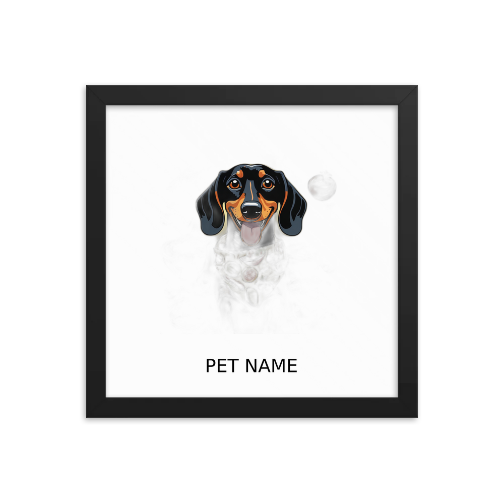PugMug Custom Black Dachshund Framed Print with Your Pet’s Name
