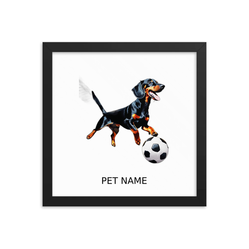 PugMug Custom Black Dachshund Framed Print with Your Pet’s Name