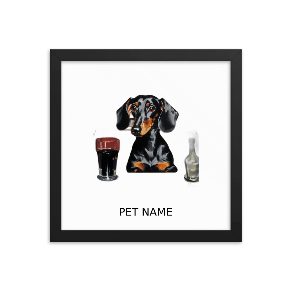 PugMug Custom Black Dachshund Framed Print with Your Pet’s Name
