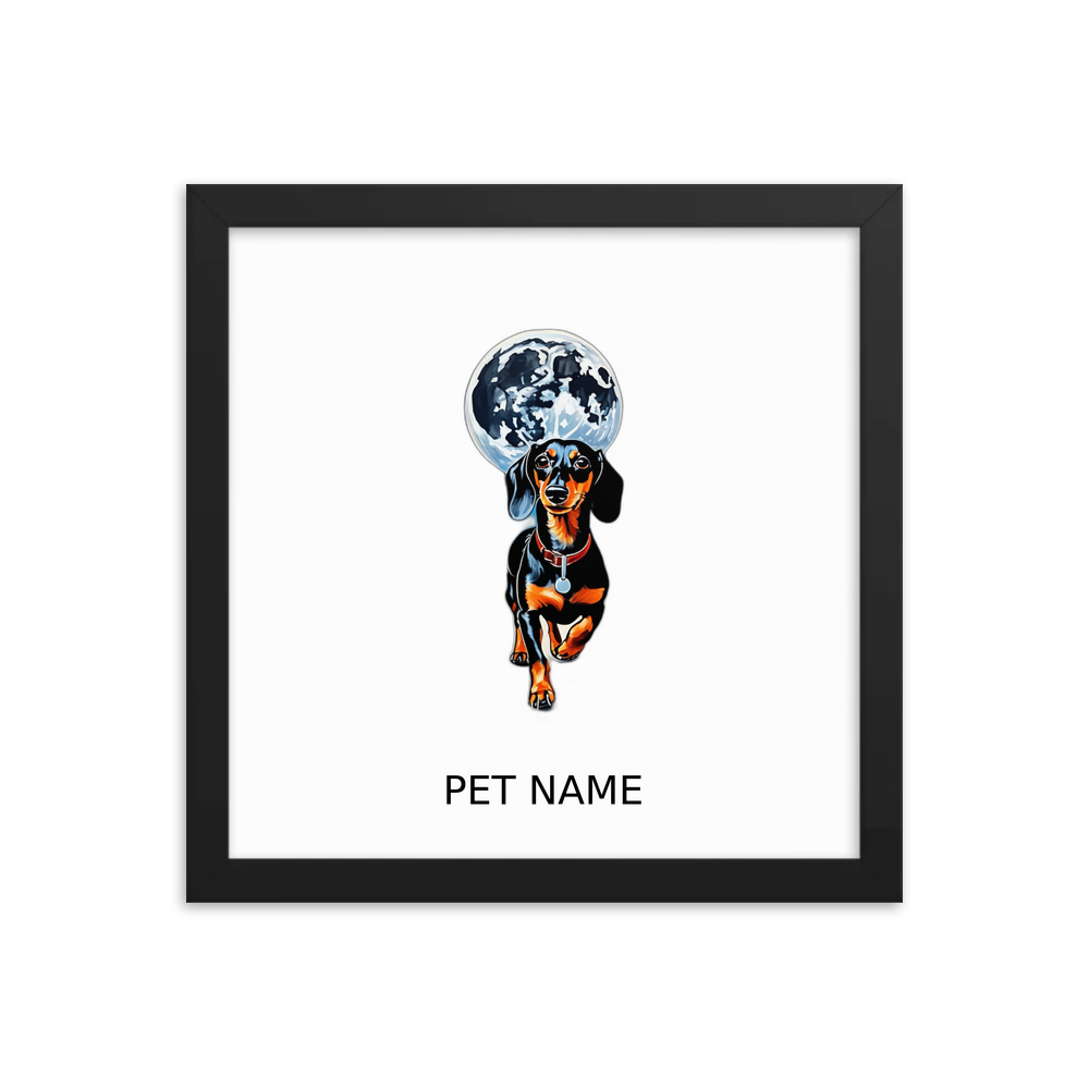 PugMug Custom Black Dachshund Framed Print with Your Pet’s Name