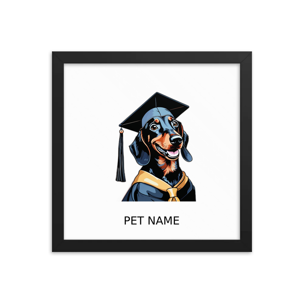 PugMug Custom Black Dachshund Framed Print with Your Pet’s Name