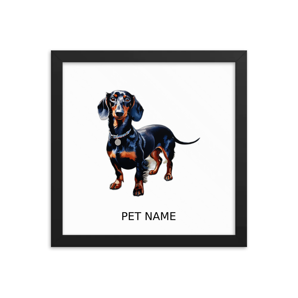PugMug Custom Black Dachshund Framed Print with Your Pet’s Name