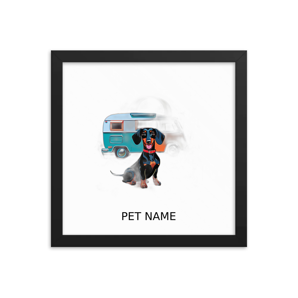 PugMug Custom Black Dachshund Framed Print with Your Pet’s Name