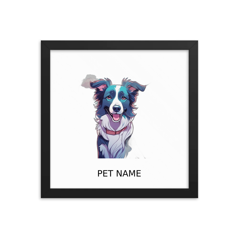 PugMug Custom Border Collie Framed Print with Your Pet’s Name