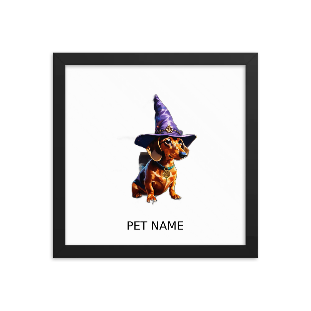PugMug Custom Tan Dachshund Framed Print with Your Pet’s Name