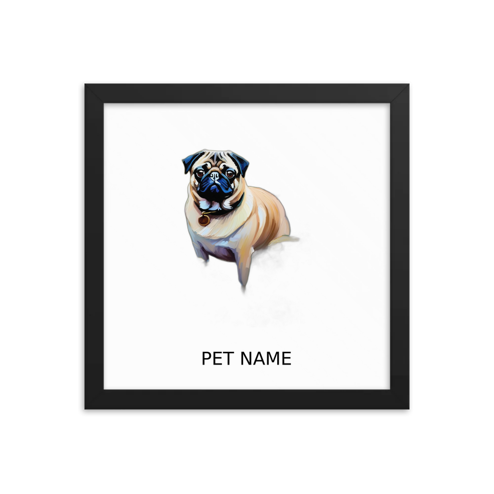 PugMug Custom Pug Framed Print with Your Pet’s Name