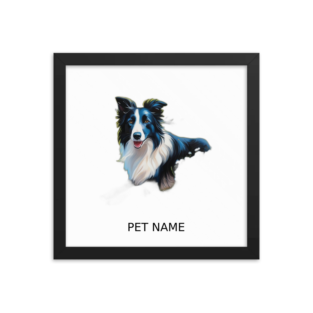 PugMug Custom Border Collie Framed Print with Your Pet’s Name