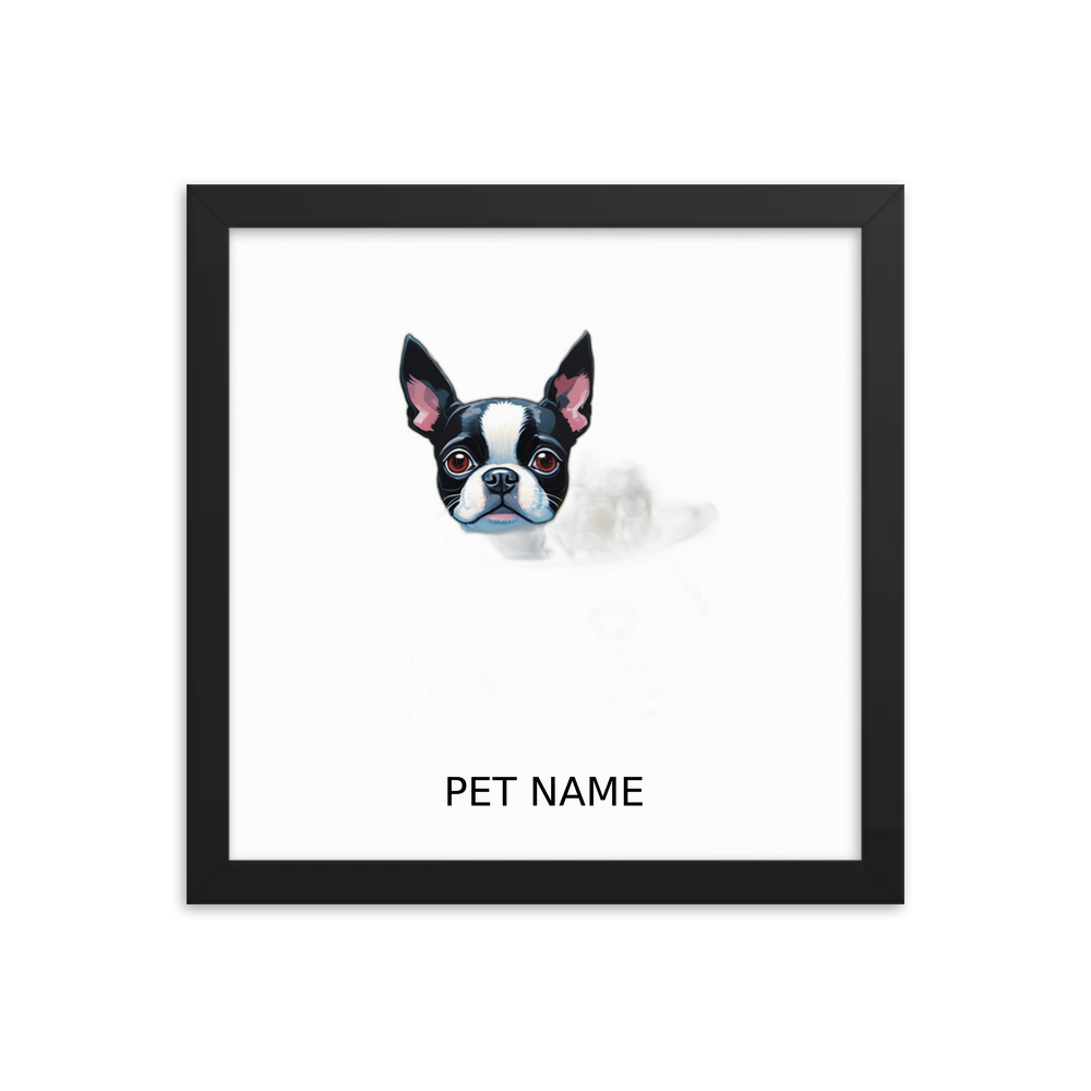PugMug Custom Boston Terrier Framed Print with Your Pet’s Name