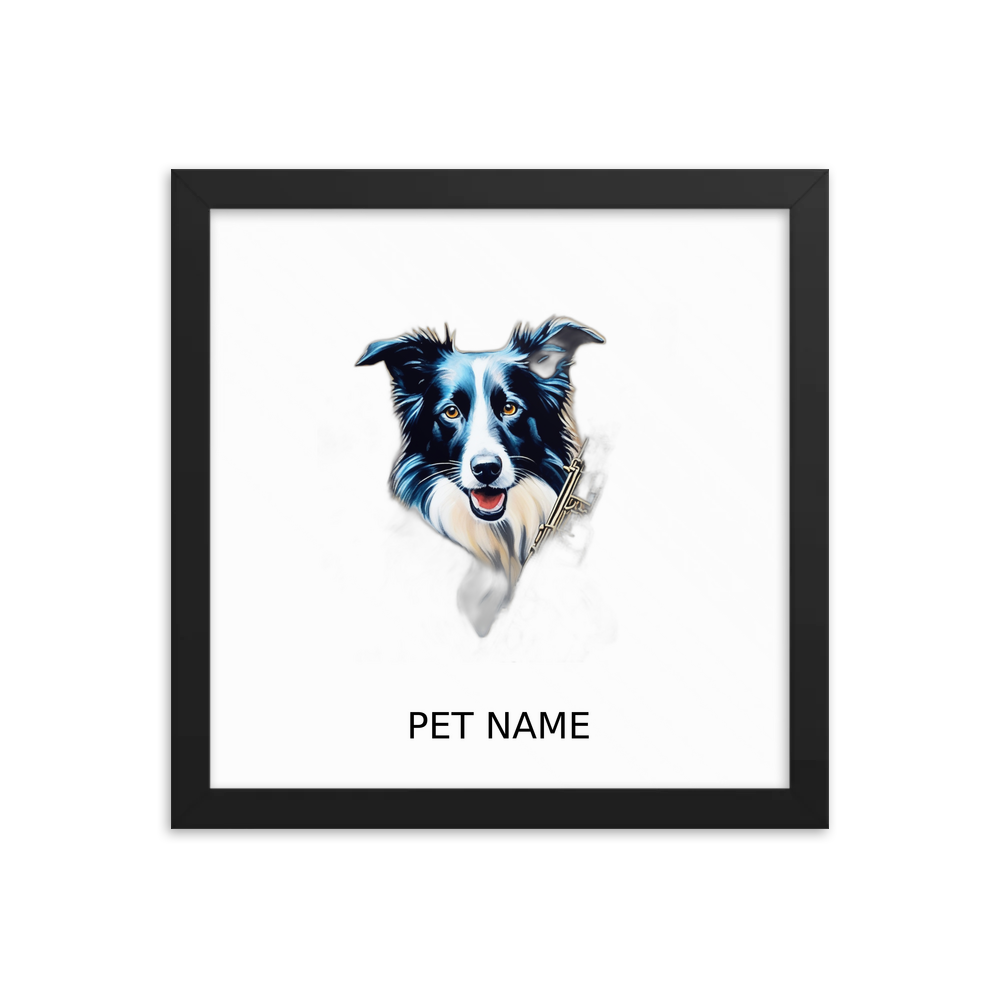 PugMug Custom Border Collie Framed Print with Your Pet’s Name