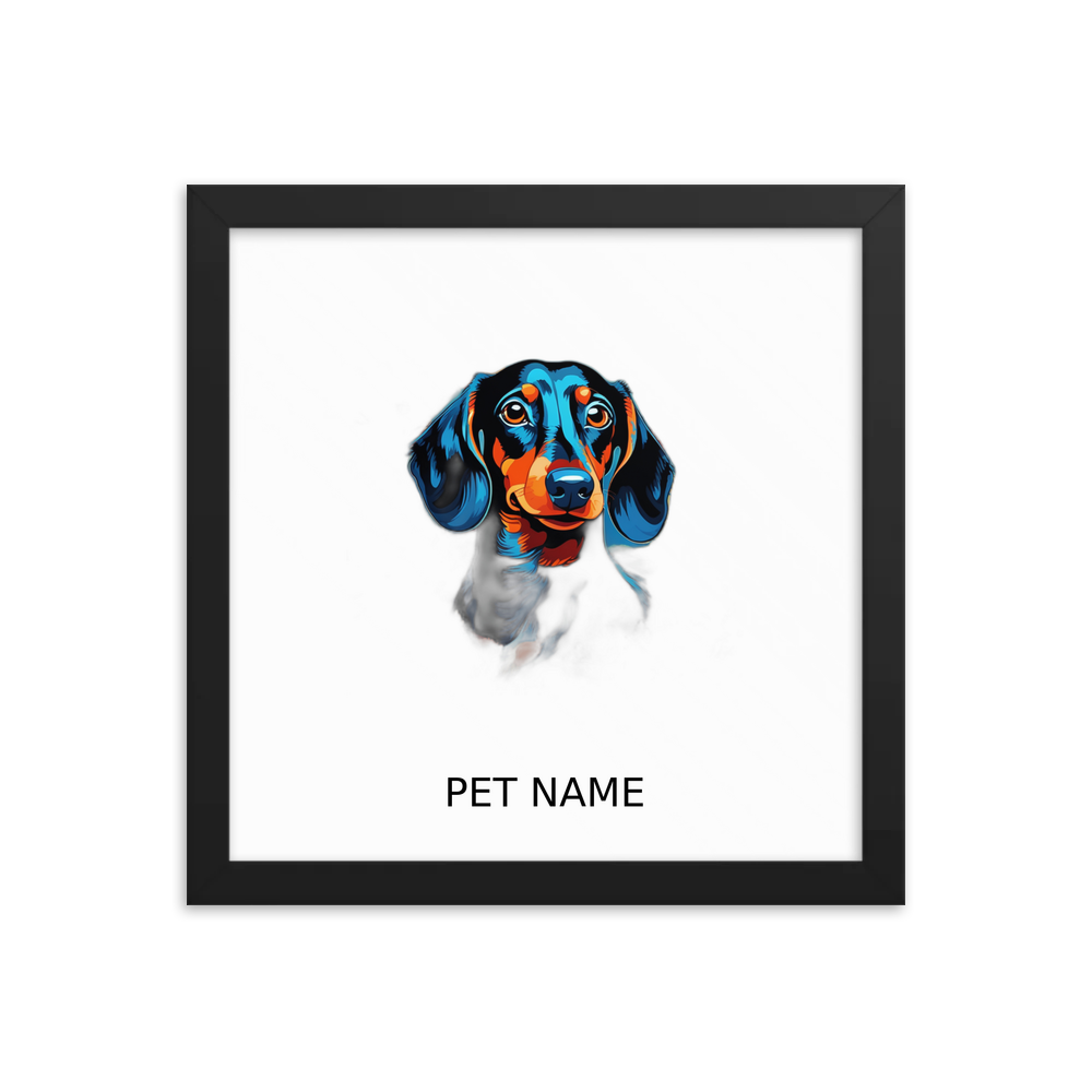 PugMug Custom Black Dachshund Framed Print with Your Pet’s Name