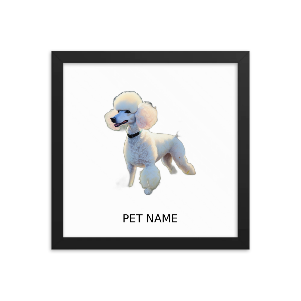 PugMug Custom White Poodle Framed Print with Your Pet’s Name