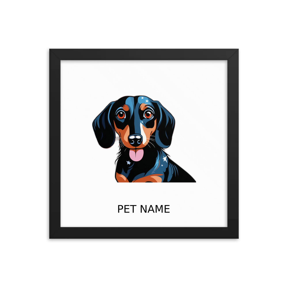 PugMug Custom Black Dachshund Framed Print with Your Pet’s Name