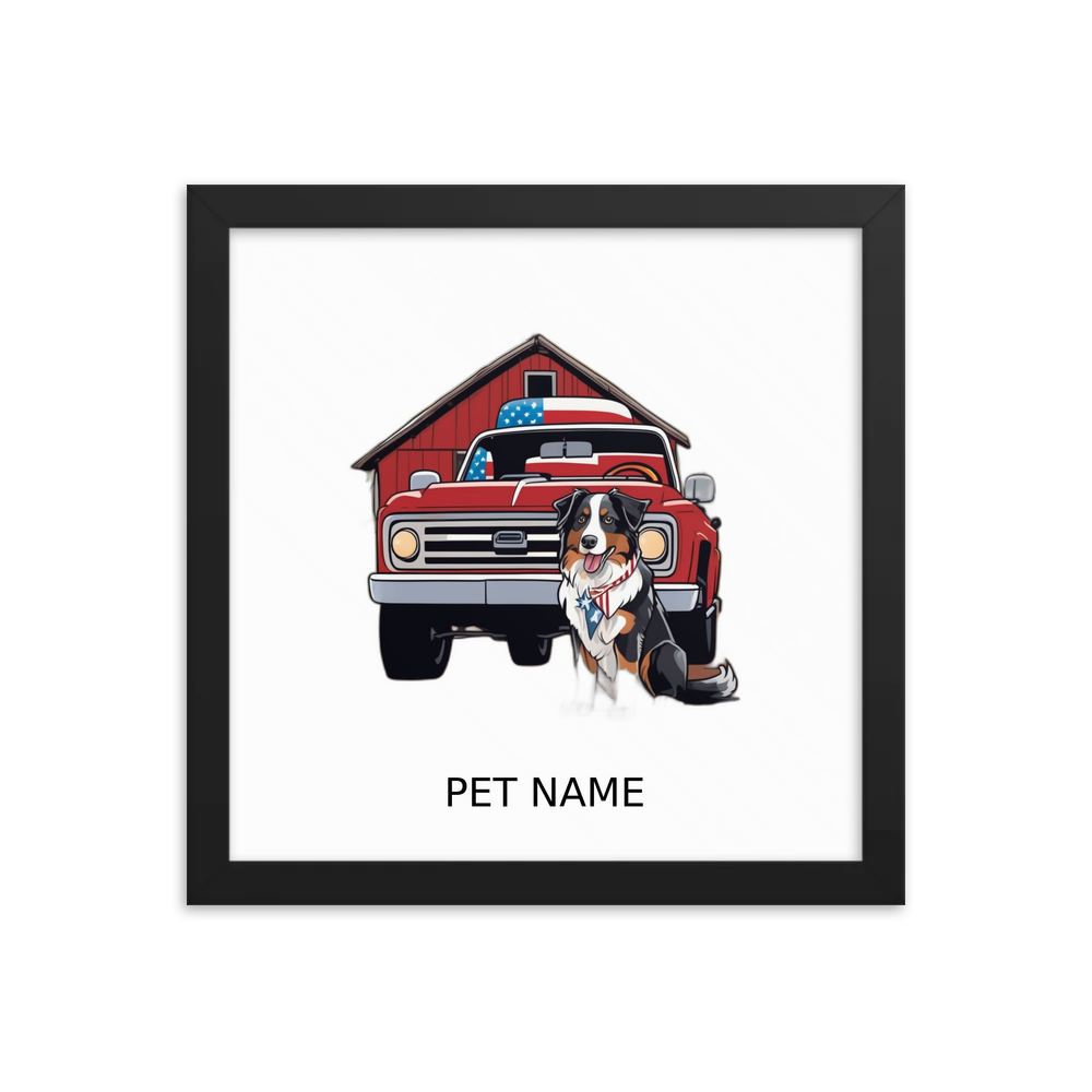 PugMug Custom Australian Shepherd Dog Framed Print with Your Pet’s Name