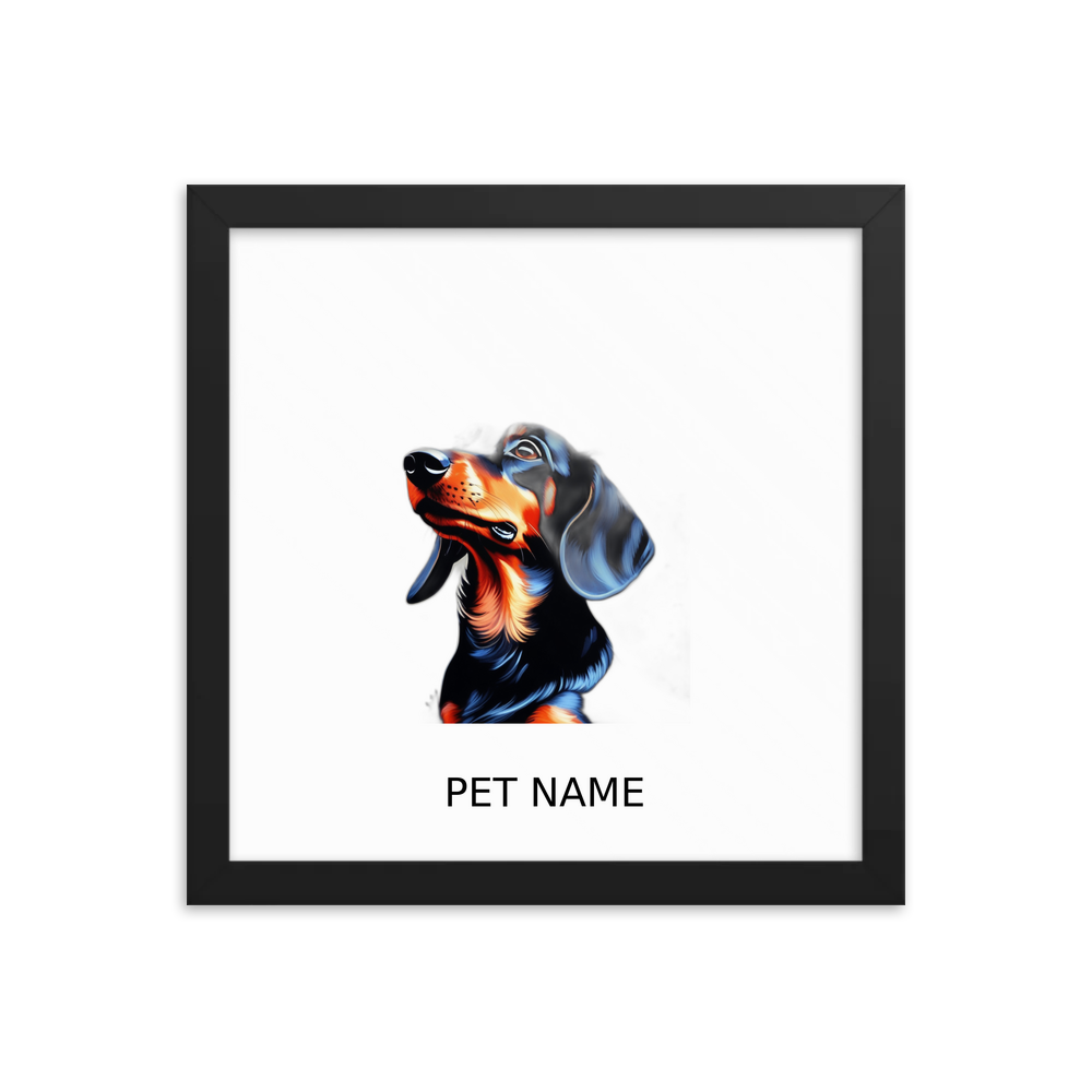 PugMug Custom Black Dachshund Framed Print with Your Pet’s Name