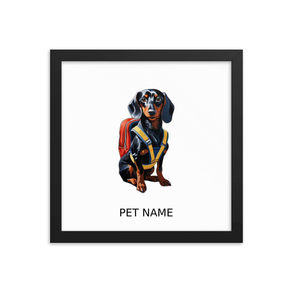 PugMug Custom Black Dachshund Framed Print with Your Pet’s Name