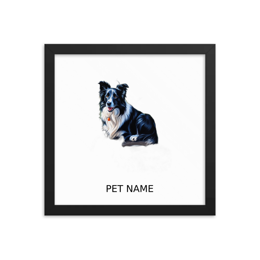 PugMug Custom Border Collie Framed Print with Your Pet’s Name
