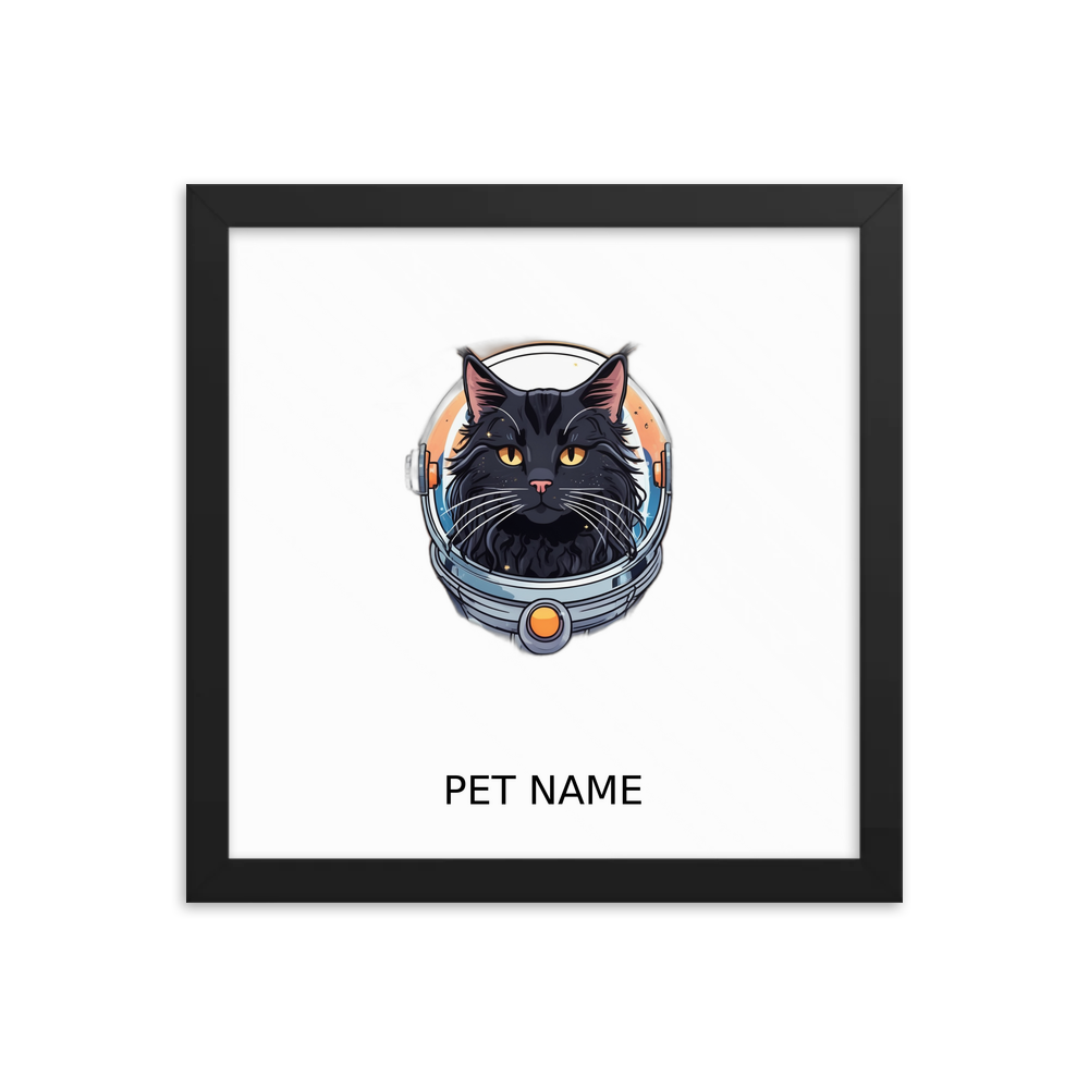 PugMug Custom Black Maine Coon Cat Framed Print with Your Pet’s Name