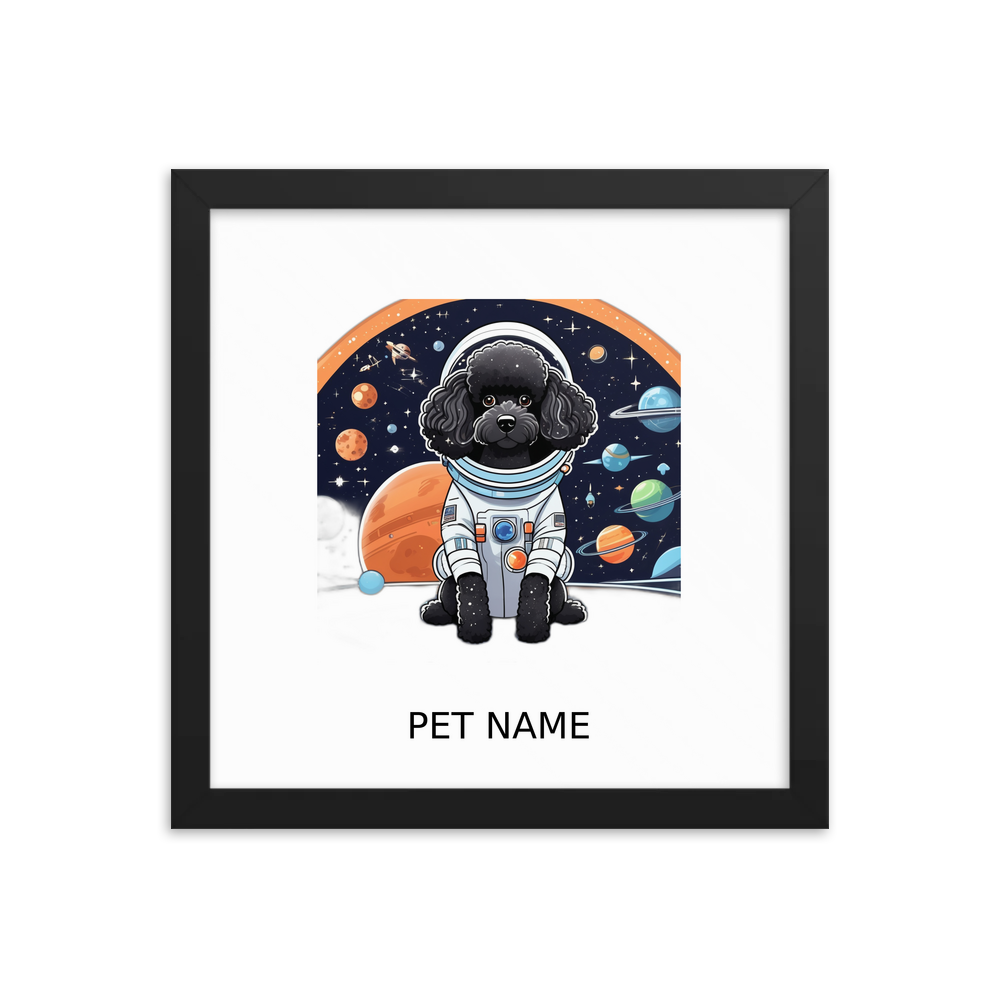 PugMug Custom Black Poodle Framed Print with Your Pet’s Name