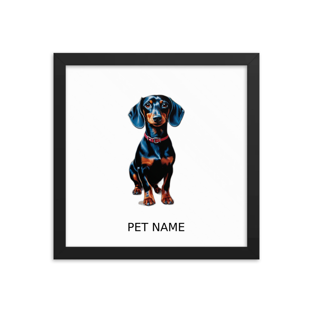 PugMug Custom Black Dachshund Framed Print with Your Pet’s Name