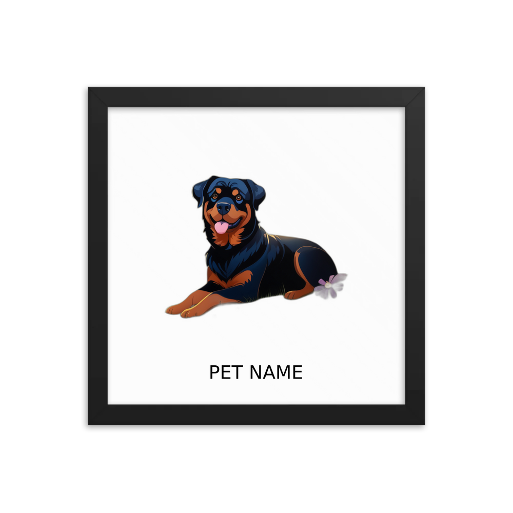 PugMug Custom Rottweiler Framed Print with Your Pet’s Name