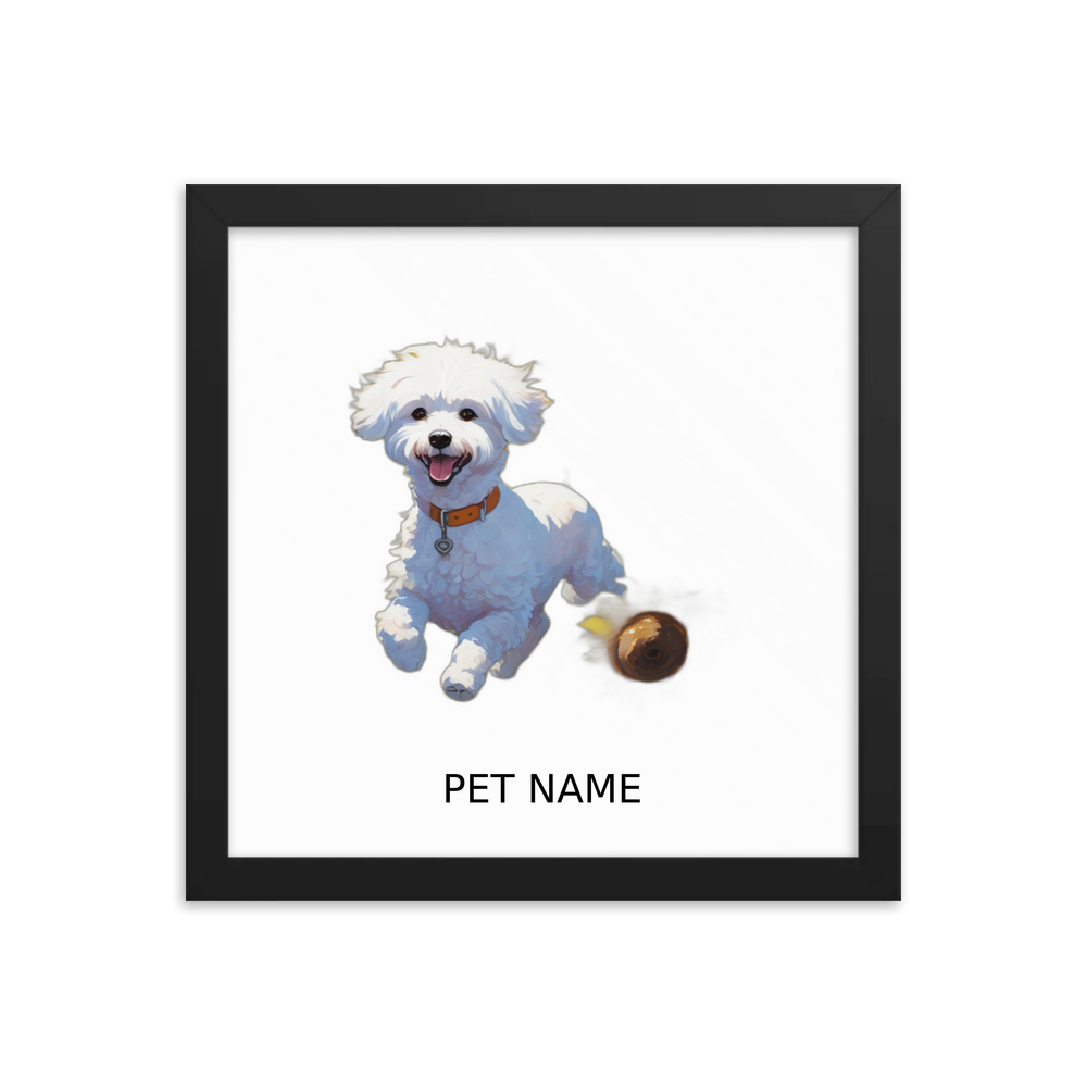 PugMug Custom Bichons Frise Framed Print with Your Pet’s Name