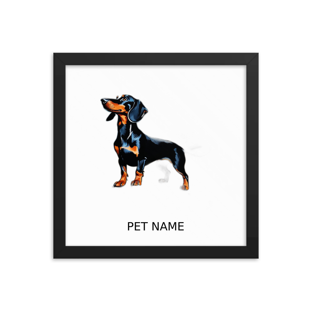 PugMug Custom Black Dachshund Framed Print with Your Pet’s Name