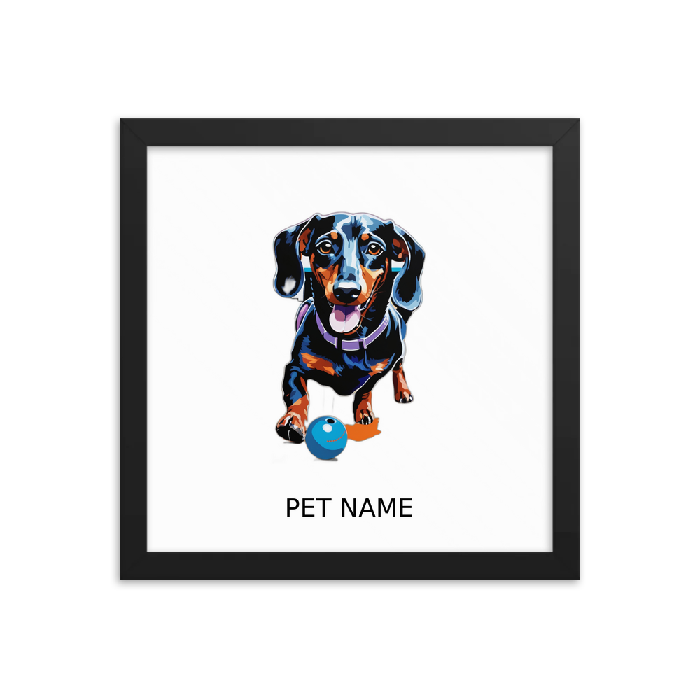 PugMug Custom Black Dachshund Framed Print with Your Pet’s Name