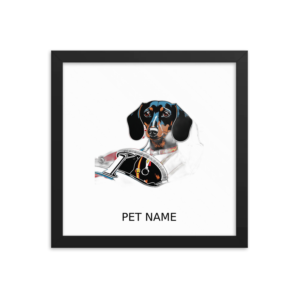 PugMug Custom Black Dachshund Framed Print with Your Pet’s Name