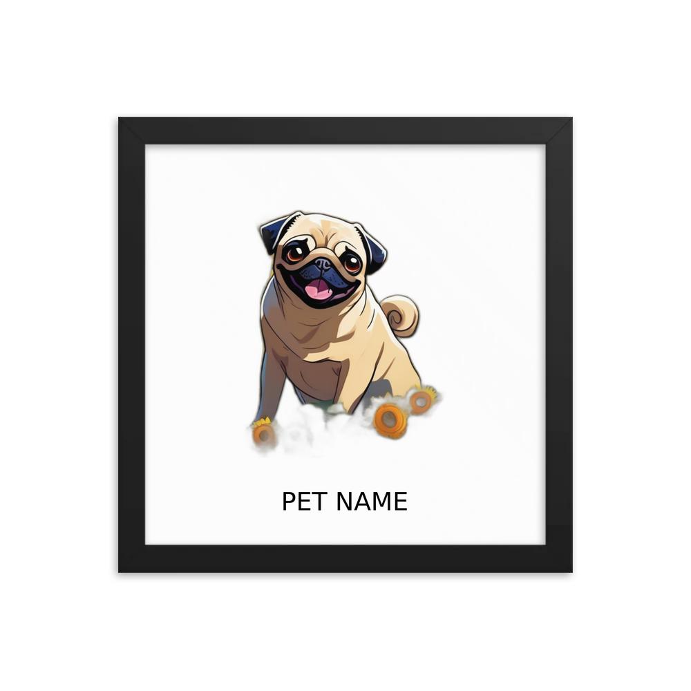 PugMug Custom Pug Framed Print with Your Pet’s Name
