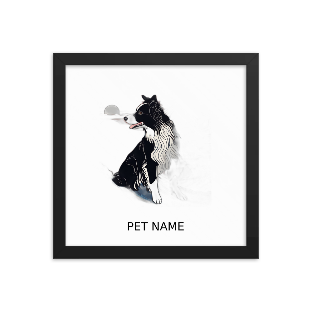 PugMug Custom Border Collie Framed Print with Your Pet’s Name
